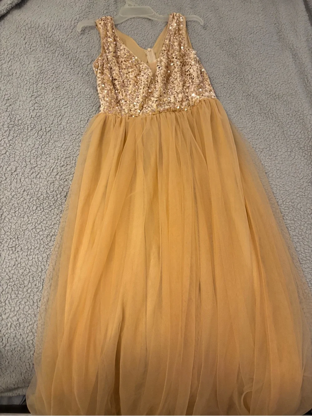 Girls Gold Sequin Tulle Dress - Elegant Party Dress